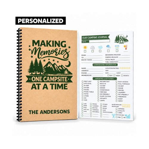 Personalized Camping Journal for RV Travel, 120 Pages, Spiral, Paperback or Hardcover
