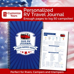 Personalized RV Travel Journal: Road Trip Log Book, Campsite Tracker