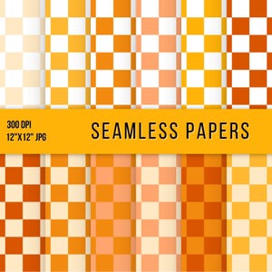 Orange Checkered Digital Paper: Vans Theme Seamless Patterns (Digital Download)