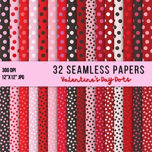 Rode, witte en zwarte Polkadot digitale papieren - naadloze cirkels en punten Scrapbook achtergrondpatronen - Instant Download - afdrukbaar