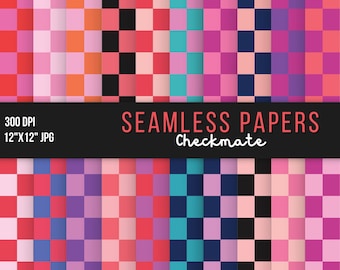 Checkerboard Digital Paper - Seamless Patterns - Scrapbook Background - 20 pages - Instant Download - Printable