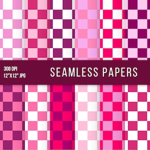 Pink Vans Themed Digital Paper Checkered Seamless Patterns Scrapbook ...