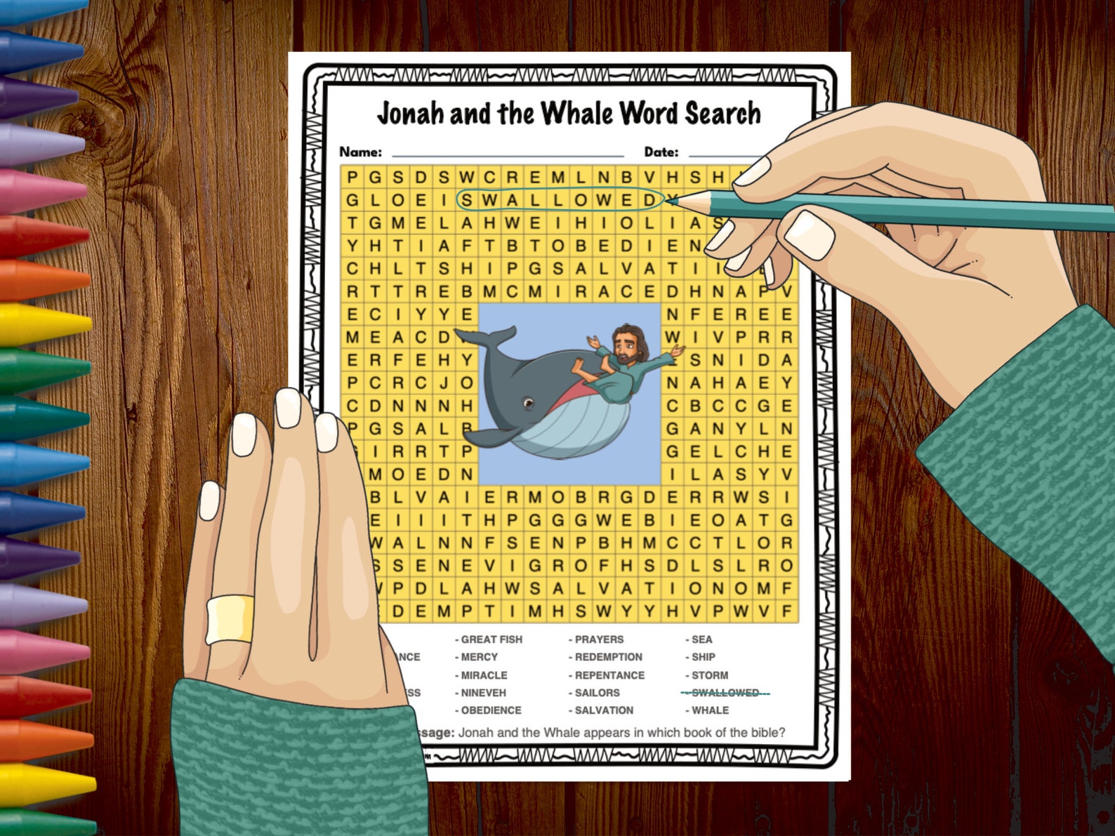 Jonah and the Whale Word Search and Crossword Puzzle Activity Pack