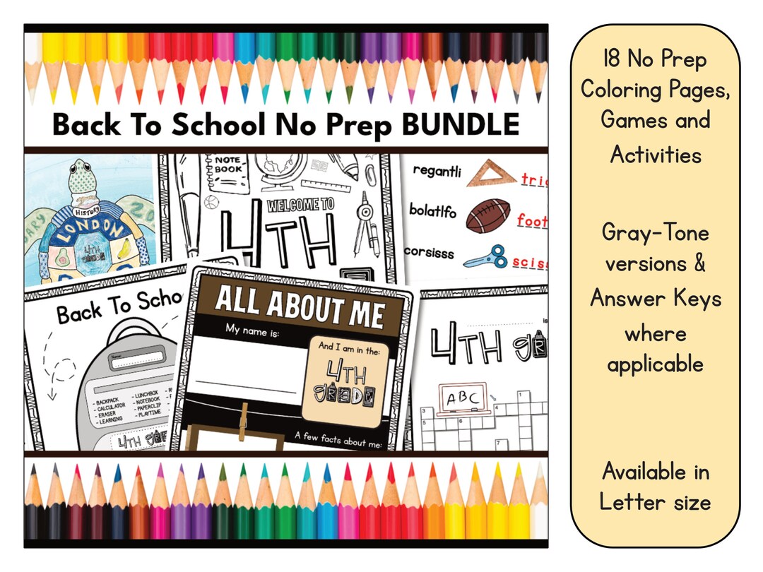 4th Grade Back to School Complete BUNDLE - 18 X No Prep Games, Puzzles ...