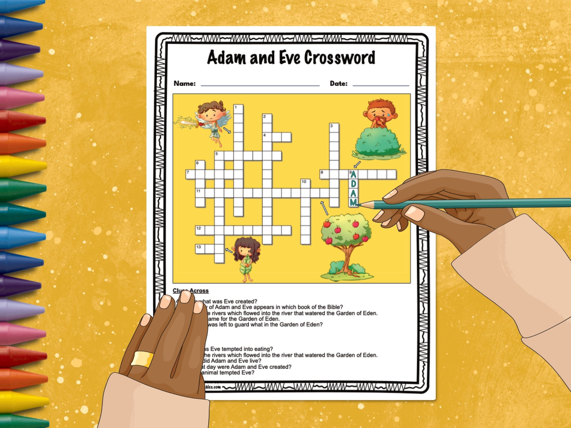 Adam and Eve Crossword Puzzle Printable Answer Key Included Etsy UK