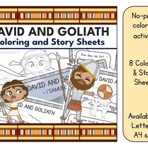 Davide e Golia da colorare e libro di fiabe stampabile
