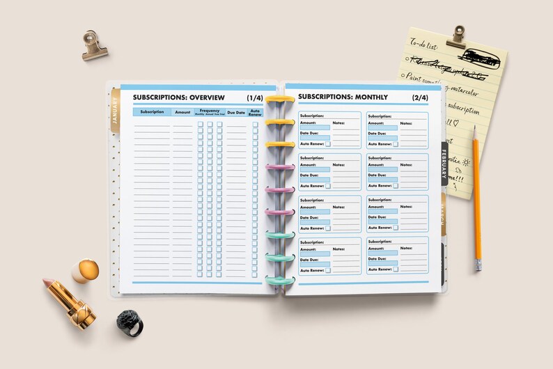 Subscription Tracker (A4, A5, US Letter 8.5 X 11.5 and Classic 7 X 9.25 ...