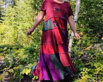 Boho Style Cottagecore Fairycore Maxi Dress in Autumn Colors