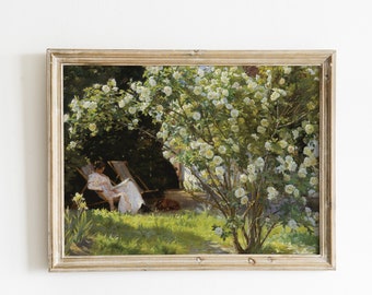 Antique Portrait Painting with Roses by Peder Severin Kroyer, Still Life Painting, Premium Fine Art Print