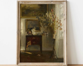 Scène d'intérieur vintage | Peinture à l'huile ancienne | Illustration de l'intérieur d'une vieille maison