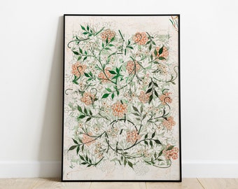 William Morris Jasmine Flower Print: Vintage Botanical Wall Art