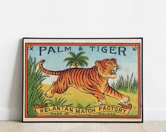 Vintage Tiger Art Print: Retro Jungle Animal Wall Art