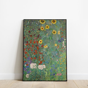 Klimt Sunflowers Art Print: Vintage Farm Garden Fine Art
