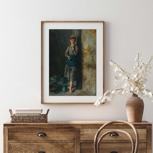 Ritratto francese di una ragazza, stampa di un dipinto a olio antico, ragazza che mangia ciliegie, ritratto di natura morta, stampa artistica da parete di campagna