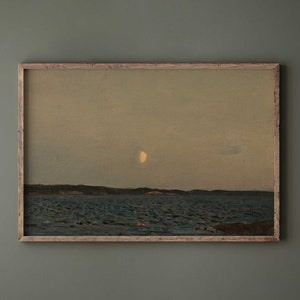Vintage Moody Seascape | Dark Antique Wall Art, Night Ocean Painting, Printed and Shipped - Hartsholme Prints
