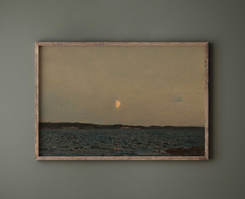 Vintage Moody Seascape | Dark Antique Wall Art, Night Ocean Painting, Printed and Shipped - Hartsholme Prints