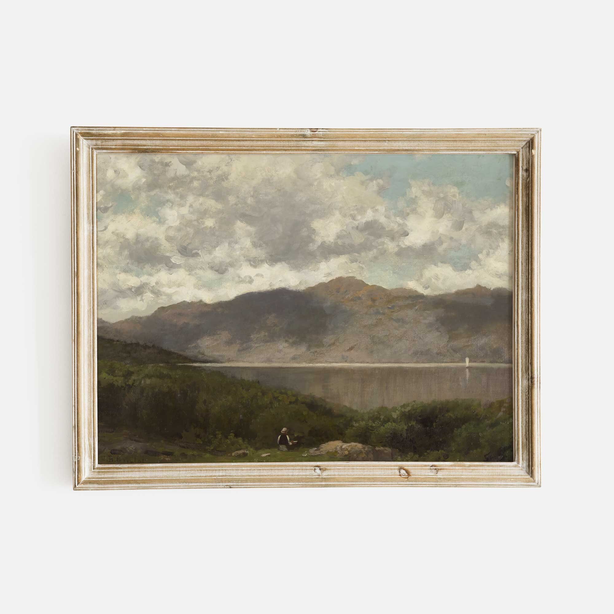 油絵 風景画 山 湖 アンティーク 油絵 風景画 山 湖 アンティーク - メルカリ