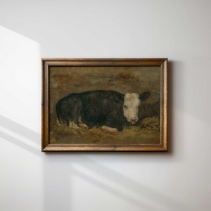 Antique Cow Painting Print, Rustic Brown Wall Art, Vintage Animal Art, Moody Cottage Decor, Printed and Shipped, Hartsholme Prints