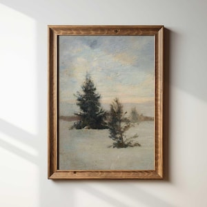 Impresión de pino invernal / Pintura navideña de campo nevado / Impresa y enviada - Hartsholme Prints