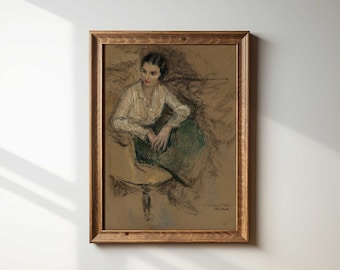 Moody French Portrait | Vintage Sketch Art | Earthy Wall Art