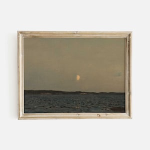 Vintage Moody Seascape | Dark Antique Wall Art, Night Ocean Painting, Printed and Shipped - Hartsholme Prints