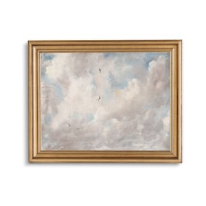 Impresión de paisaje de nubes y cielo, arte de pared de nubes, decoración de pared para guardería, pintura vintage de nubes