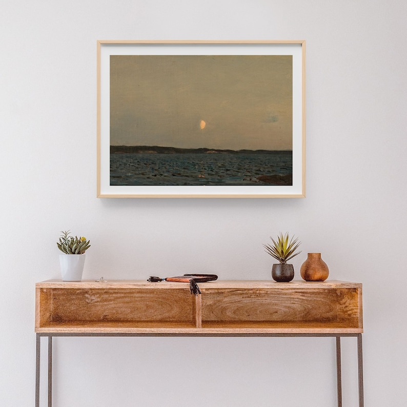 Vintage Moody Seascape | Dark Antique Wall Art, Night Ocean Painting, Printed and Shipped - Hartsholme Prints