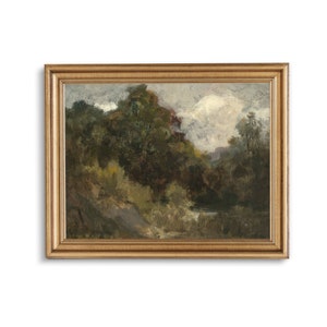 Rustic Landscape Art Print: Moody Country Trees, Vintage Style