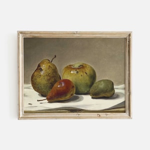 Vintage Fruit Still Life Painting: Moody Kitchen Art Print