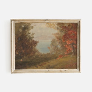 Woodland Scene in Autumn, Vintage Fall Landscape Art