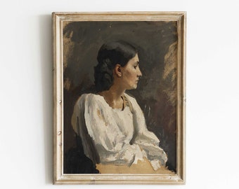 Impresión vintage de retrato de mujer italiana: reproducción de pintura al óleo antigua