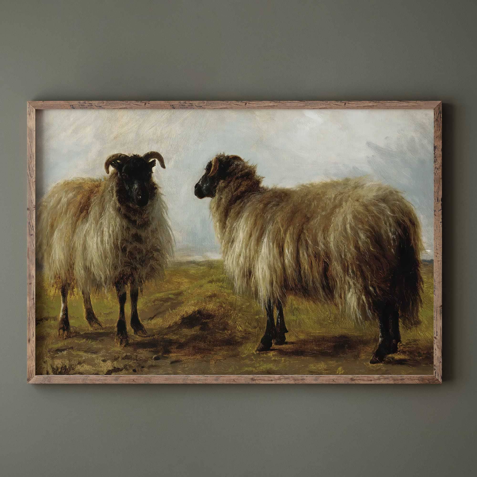 Vintage Sheep Painting Print: Earth Toned Farmhouse Wall Art - Etsy