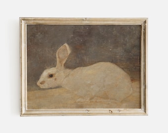White Rabbit Print, Woodland Nursery Wall Decor, Easter Bunny Print