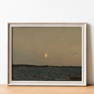 Vintage Moody Seascape | Dark Antique Wall Art, Night Ocean Painting, Printed and Shipped - Hartsholme Prints