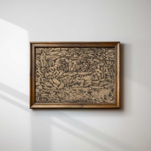 Abstract Garden Sketch Print, Antique Landscape and Shape Etching, Vintage Wall Art - Hartsholme Prints