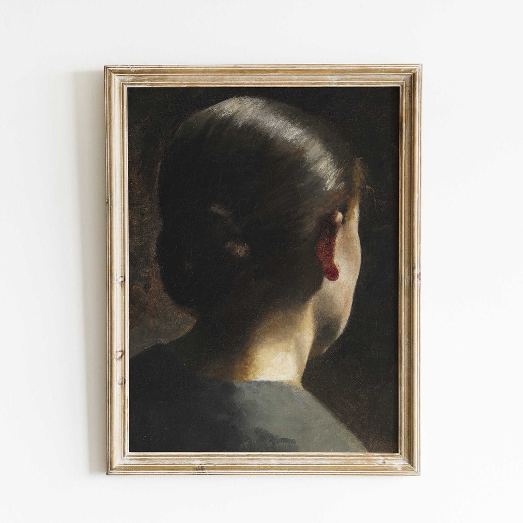 Vintage Woman Portrait Print: Moody Antique Oil Painting - Etsy