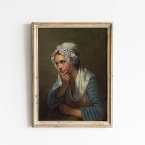 Antique Italian Woman Portrait Print: Victorian Farmhouse Art