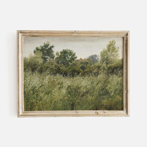 Vintage Field of Oats Oil Painting: Country Landscape Print