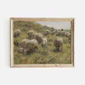 Sheep Painting, Vintage Farmhouse Animal Wall Art, Printed and Shipped - Hartsholme Prints