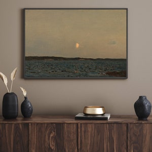 Vintage Moody Seascape | Dark Antique Wall Art, Night Ocean Painting, Printed and Shipped - Hartsholme Prints