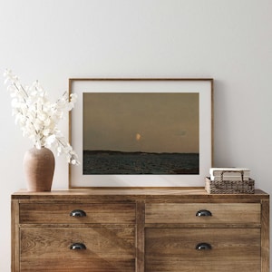 Vintage Moody Seascape | Dark Antique Wall Art, Night Ocean Painting, Printed and Shipped - Hartsholme Prints