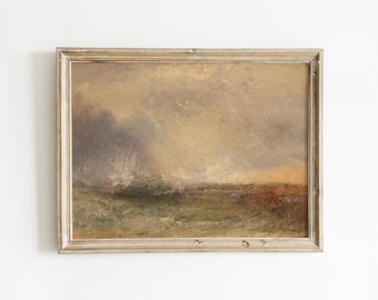 Stormy Sea Antique Oil Painting, Waves Breaking on the Shore by Joseph Mallord William Turner, Old Seascape Painting, Fine Art Print