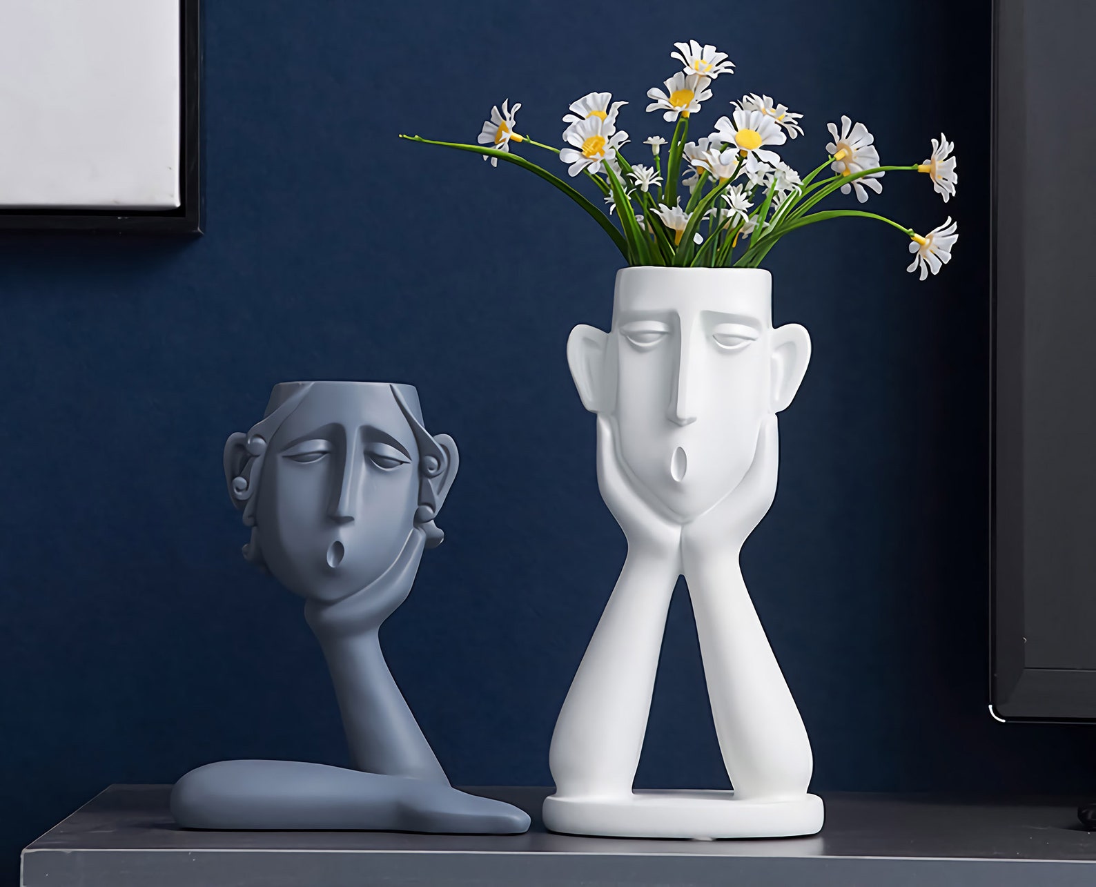 Abstract Flower Pot Head Portrait Resin Succulent Pot Modern Etsy