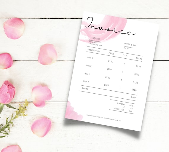 Digital invoice template download bundle of 5 editable instant download A4 business photography digital invoice order form
