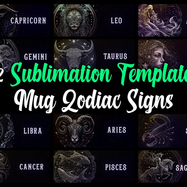 12 Mug Design Template Zodiac Signs Mug Template Mug Sublimation Template Zodiac Signs Sublimate Mug Design Horoscope Sublimation 11 oz