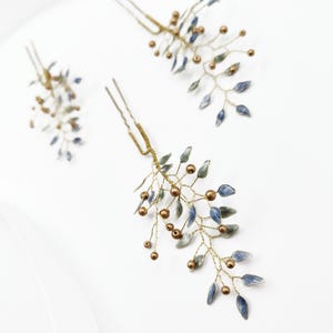 SELVA -a set of pins | ethereal hair clips blue and green