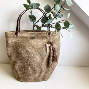 Lässige häkeln große Einkaufstasche häkeln Jutetasche Jute große Strandtasche Schulter häkeln Jute Strandtasche