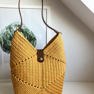 Crochet cute bag Tote handbag Scandinavian style crochet bag Handmade knitted bag image 6