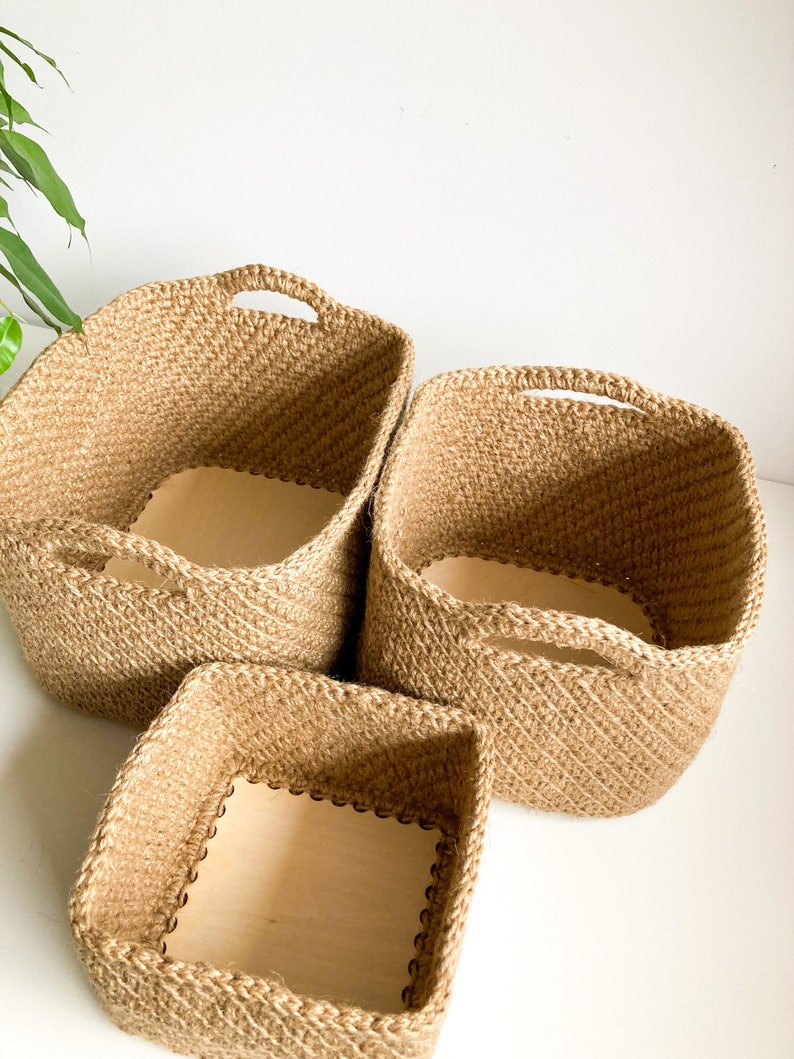 Crochet Jute Basketeco Friendly Baskets Nursery Home Jute Etsy