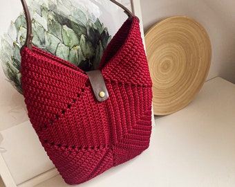 Bolsa de Crochê Feita à Mão: Sacola de Compras Estilo Escandinavo